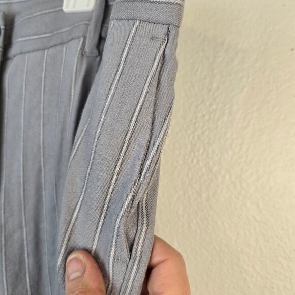 J Jill Linen Stretch Crop Pants Women's 10P Grey Multi Stripe Coastal Career NEW - Picture 4 of 10